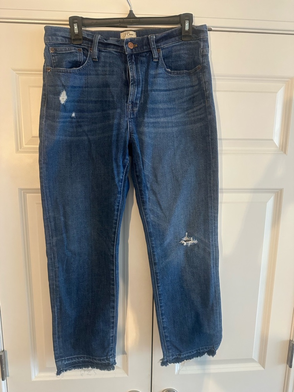 J Crew Distressed Dark Wash Jeans. Size 29